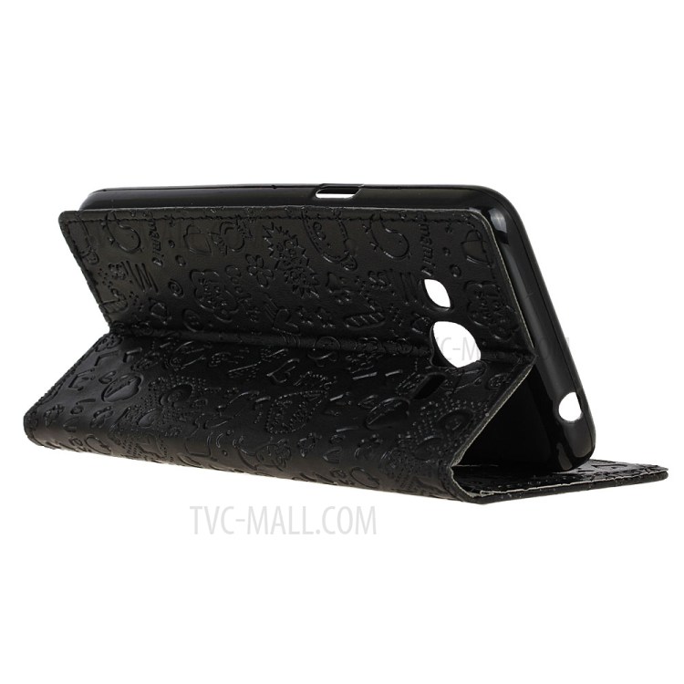 Cartoon Graffiti Leather Stand Wallet Phone Case for Samsung Galaxy J2 Prime - Black-5