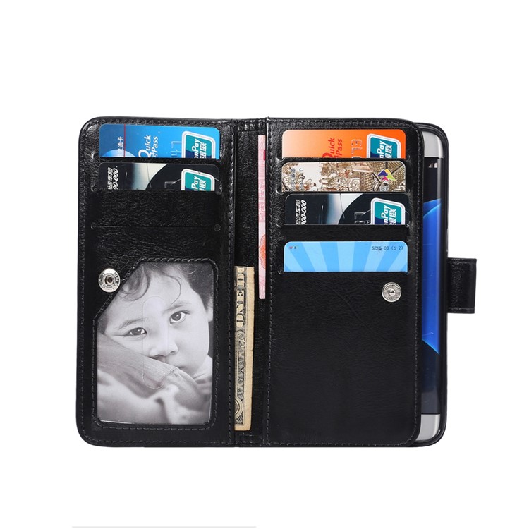 Detachable 7 Card Slots Leather Wallet Case for Samsung Galaxy S7 G930 - Black-4