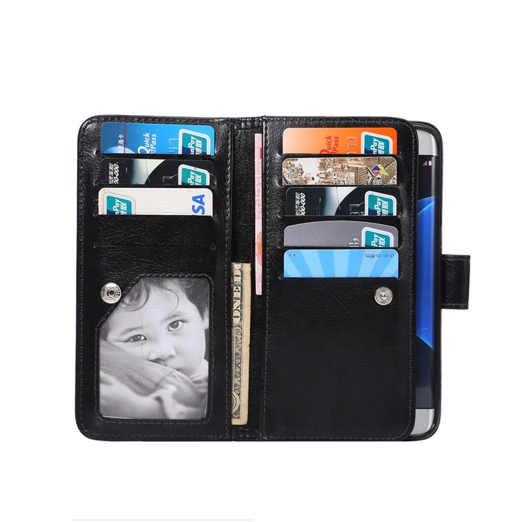 Detachable 9 Card Slots Leather Wallet Case for Samsung Galaxy S7 Edge G935 - Black-4