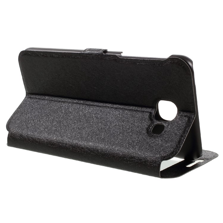 Silk Texture Dual View Window Leather Case for Samsung Galaxy A8 (2016) - Black-5
