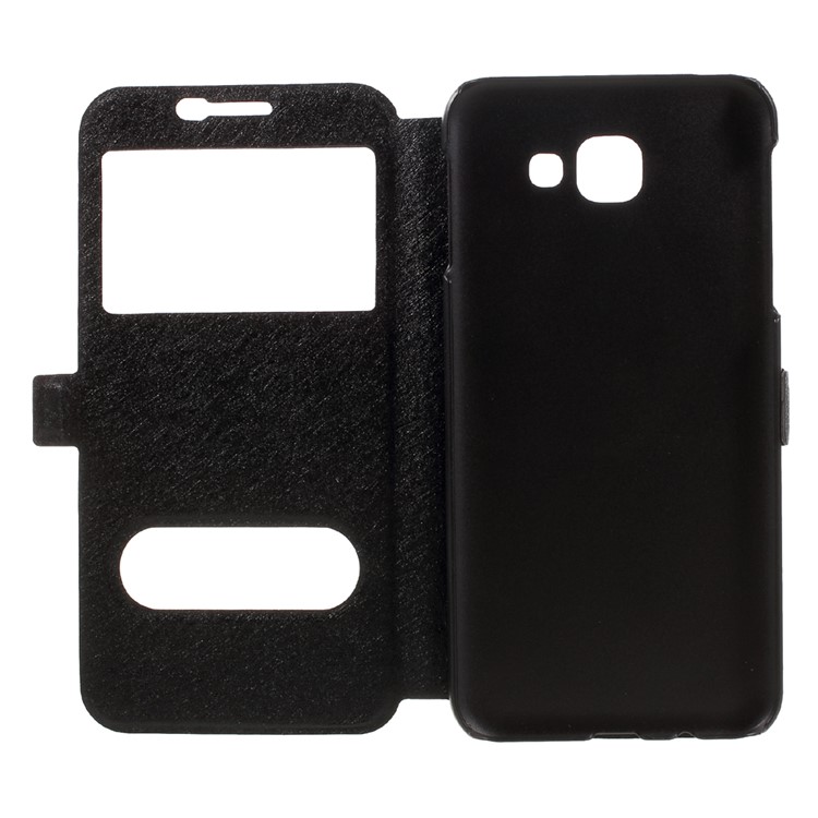 Silk Texture Dual View Window Leather Case for Samsung Galaxy A8 (2016) - Black-6
