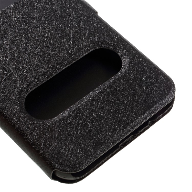 Silk Texture Dual View Window Leather Case for Samsung Galaxy A8 (2016) - Black-7