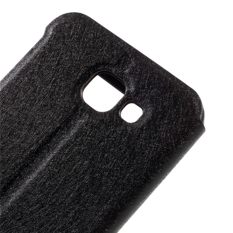 Silk Texture Dual View Window Leather Case for Samsung Galaxy A8 (2016) - Black-8