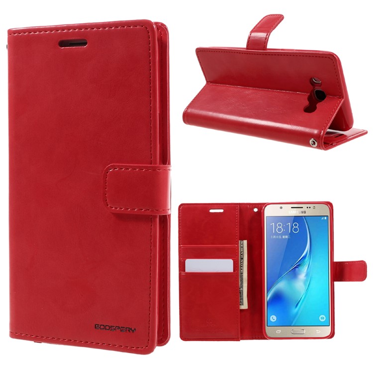 

MERCURY GOOSPERY Blue Moon Wallet Leather Phone Case for Samsung Galaxy J7 (2016) J710 - Red