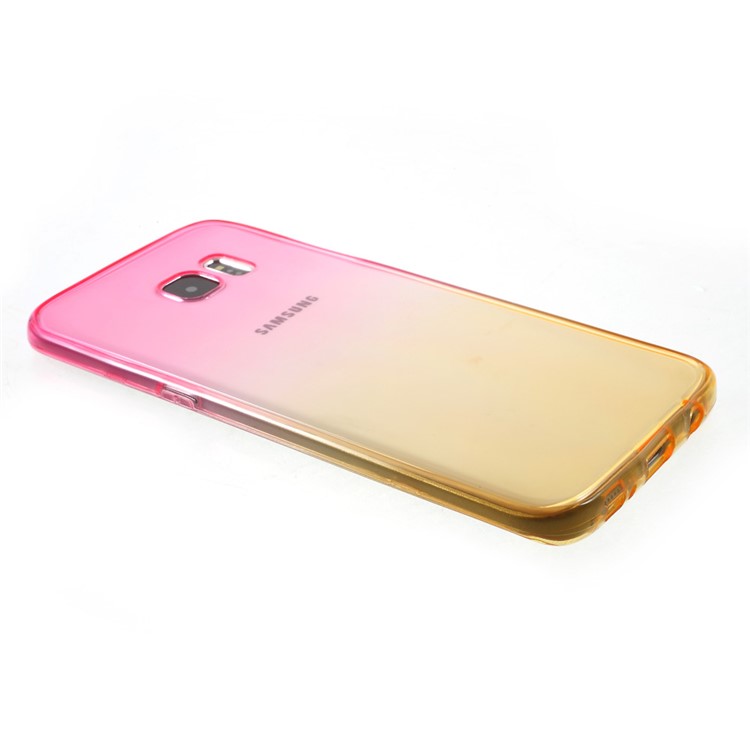 Gradient Color Touchable Front + Back 2-Piece TPU Gel Case for Samsung Galaxy S7 Edge G935 - Rose / Yellow-2