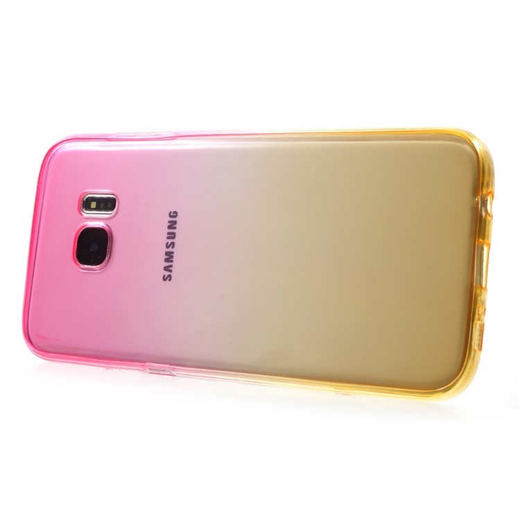 Gradient Color Touchable Front + Back 2-Piece TPU Gel Case for Samsung Galaxy S7 Edge G935 - Rose / Yellow-3