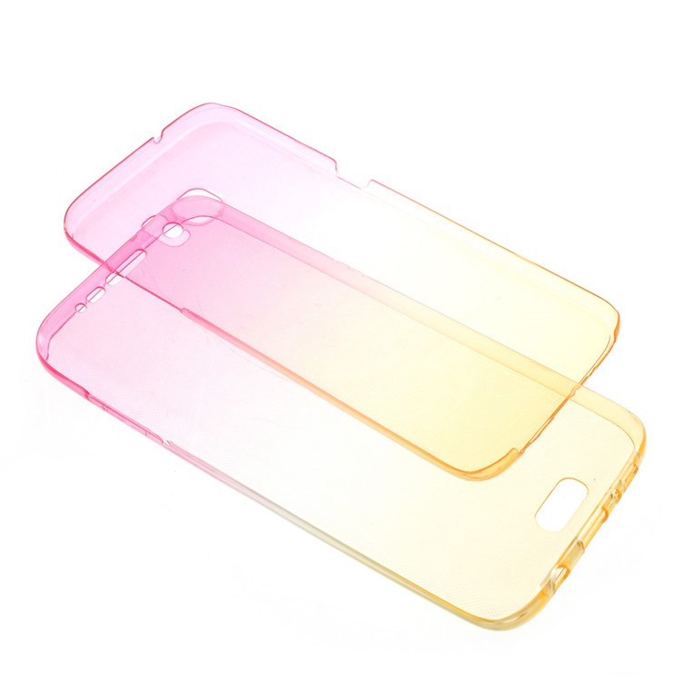 Gradient Color Touchable Front + Back 2-Piece TPU Gel Case for Samsung Galaxy S7 Edge G935 - Rose / Yellow-7