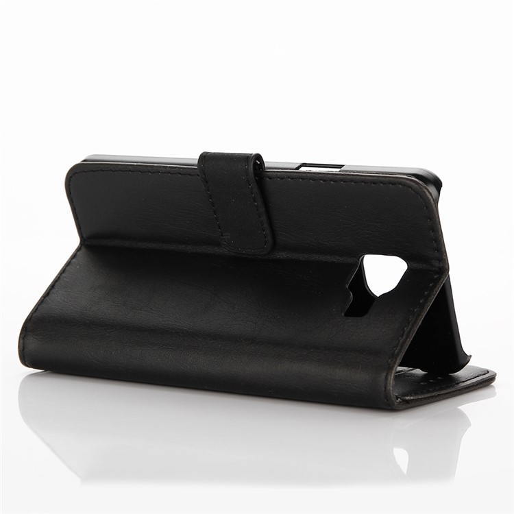 Crazy Horse Leather Wallet Phone Case for Samsung Galaxy J7 Prime / On7 2016 - Black-4
