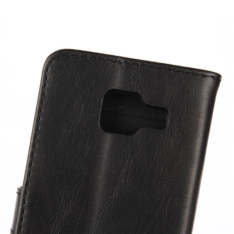 Crazy Horse Leather Wallet Phone Case for Samsung Galaxy J7 Prime / On7 2016 - Black-7