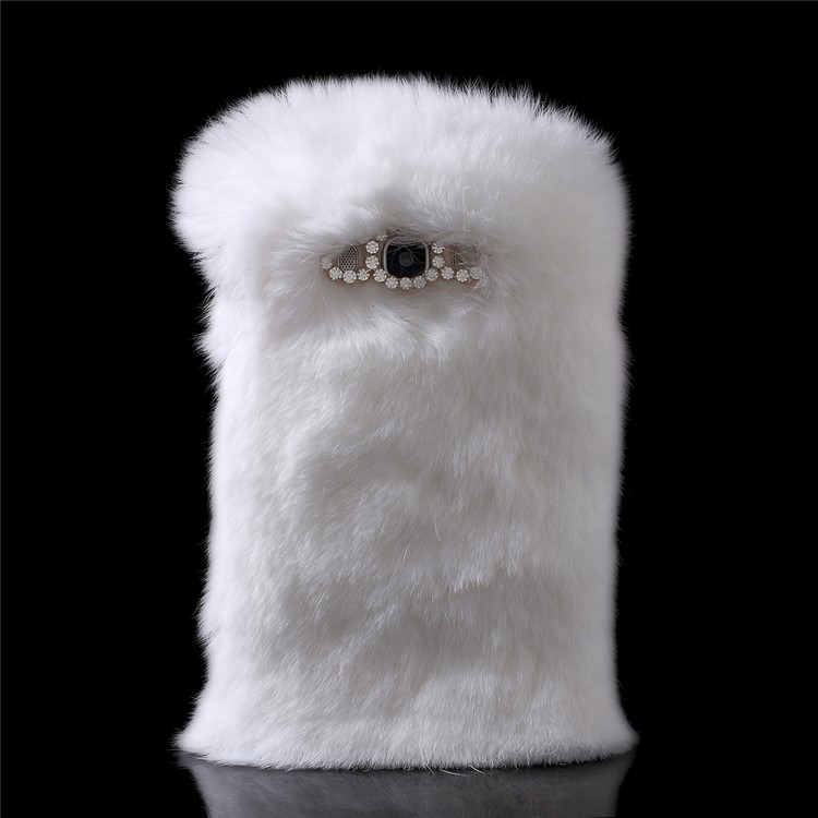 Winter Soft Warm Rabbit Fur Diamante TPU Case for Samsung Galaxy J5 (2016) J510 - White-1