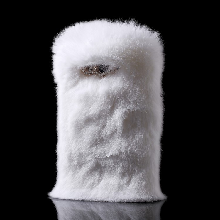 Winter Soft Warm Rabbit Fur Diamante TPU Case for Samsung Galaxy J5 (2016) J510 - White-3
