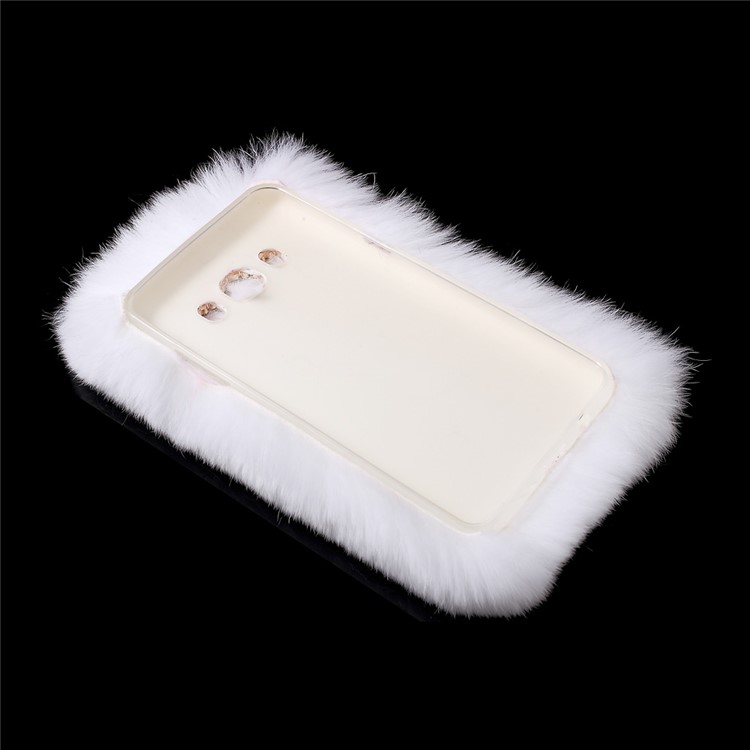 Winter Soft Warm Rabbit Fur Diamante TPU Case for Samsung Galaxy J5 (2016) J510 - White-6