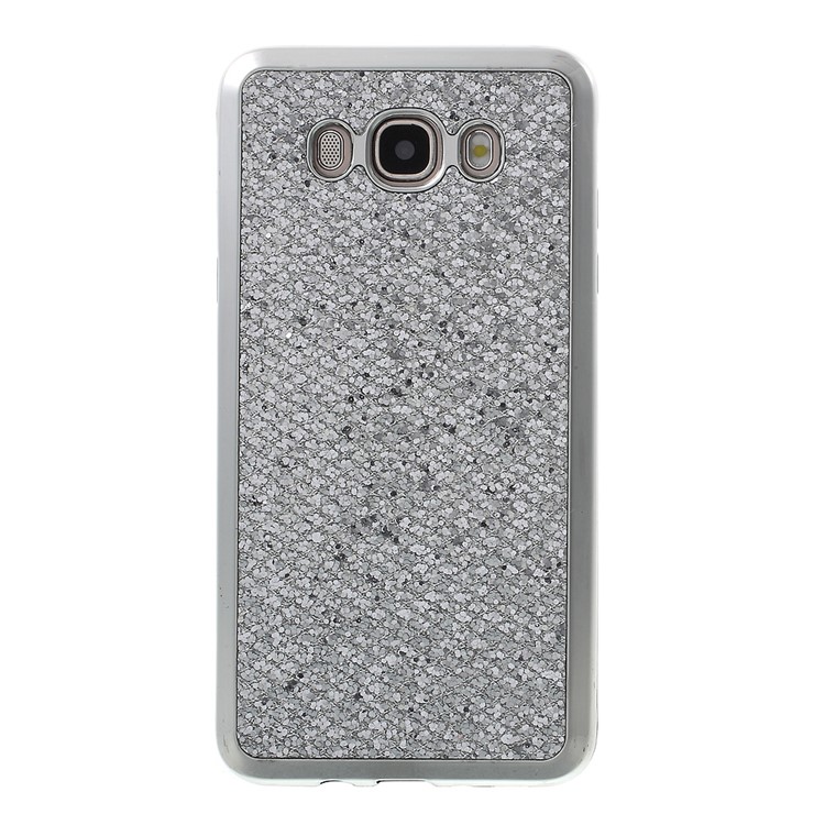Flash Powder Leather Coated Plating TPU Case for Samsung Galaxy J5 (2016) J510 - Silver-2