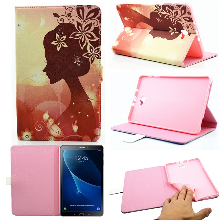 

Patterned Crystal Leather Flip Cover for Samsung Galaxy Tab A 10.1 (2016) T580 T585 - Elegant Lady, Galaxy Tab A 10.1 (2016)
