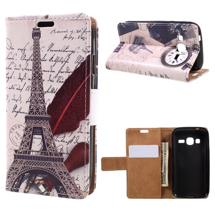 

Patterned Card Holder Leather Case for Samsung Galaxy J1 Mini Prime - Eiffel Tower and Feather