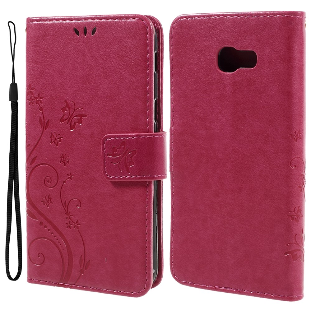 Butterfly Flowers Magnetic Leather Stand Case for Samsung Galaxy A5 (2017) - Rose-1
