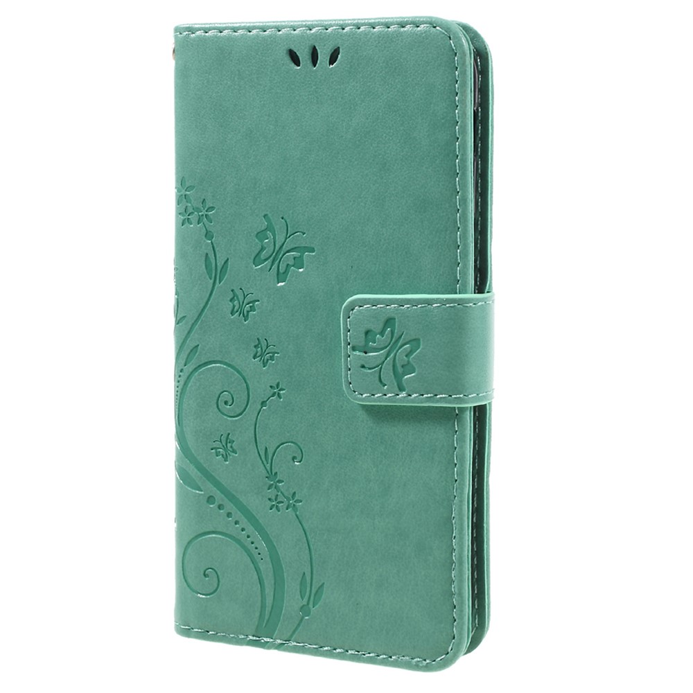 Butterfly Flowers Magnetic Leather Stand Case for Samsung Galaxy A5 (2017) - Cyan-2