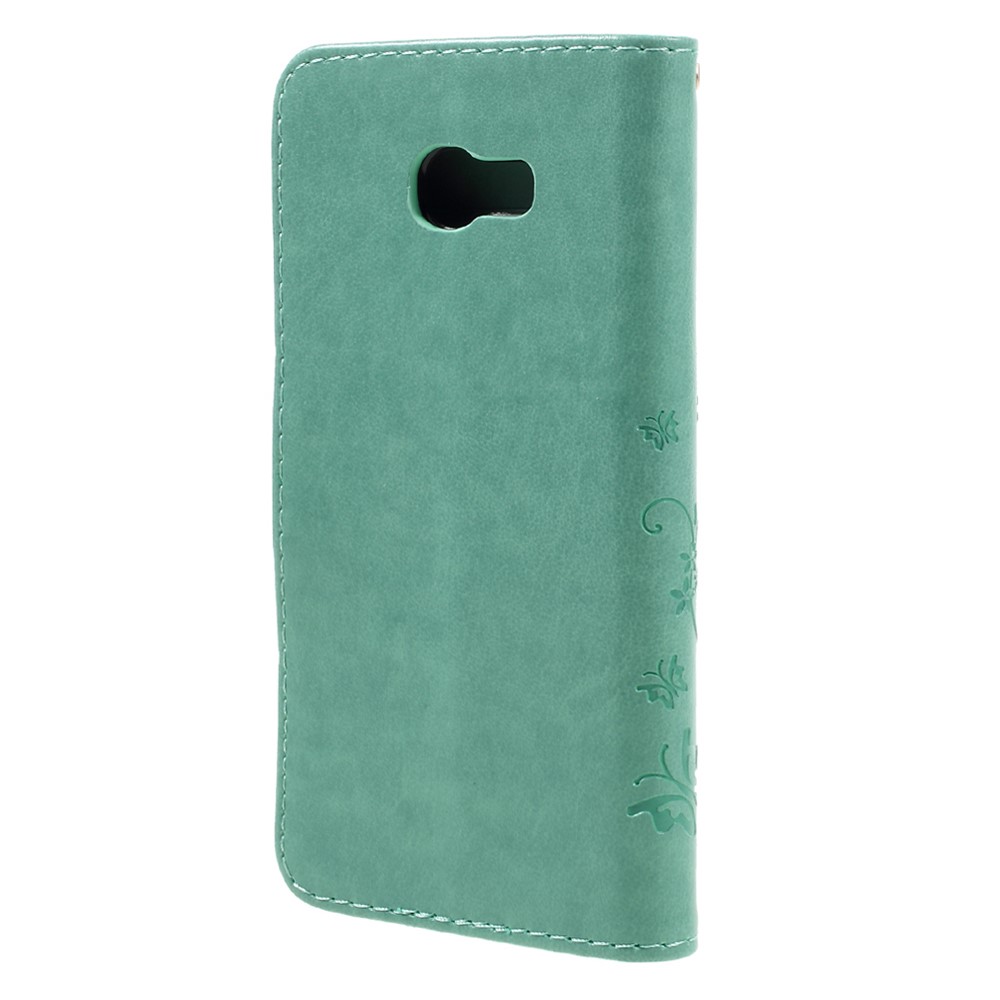 Butterfly Flowers Magnetic Leather Stand Case for Samsung Galaxy A5 (2017) - Cyan-3