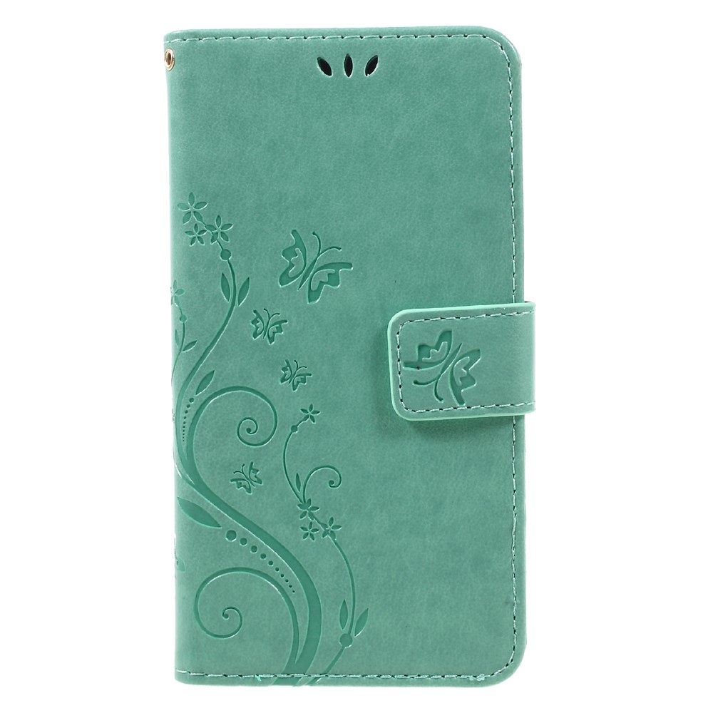 Butterfly Flowers Magnetic Leather Stand Case for Samsung Galaxy A5 (2017) - Cyan-4