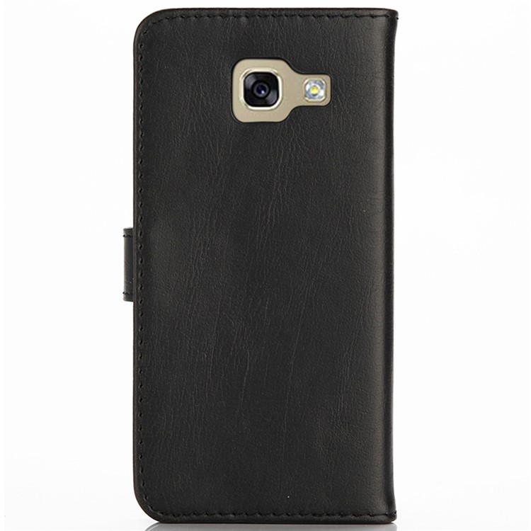 Para Samsung Galaxy A5 (2017) Crazy Cavalo Textura De Couro Caixa Retro Estilo Carteira Stand Celular Shell - Preto