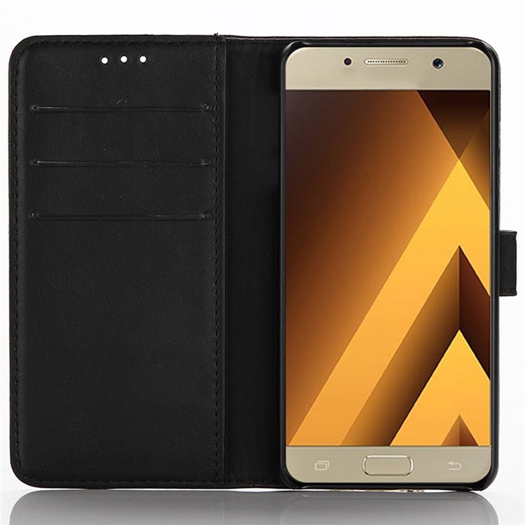 Für Samsung Galaxy A5 (2017) Crazy Horse Textur Ledertasche Retro Stil Brieftasche Ständer Handy Shell - Schwarz