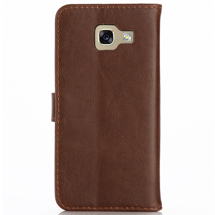 Para Samsung Galaxy A3 (2017) Estilo Retro Crazy Horse PU Funda De Cuero Funda De Cuero Soporte Plegable Magnético Proteger A Prueba De Rasguños Cubierta Flip - Café