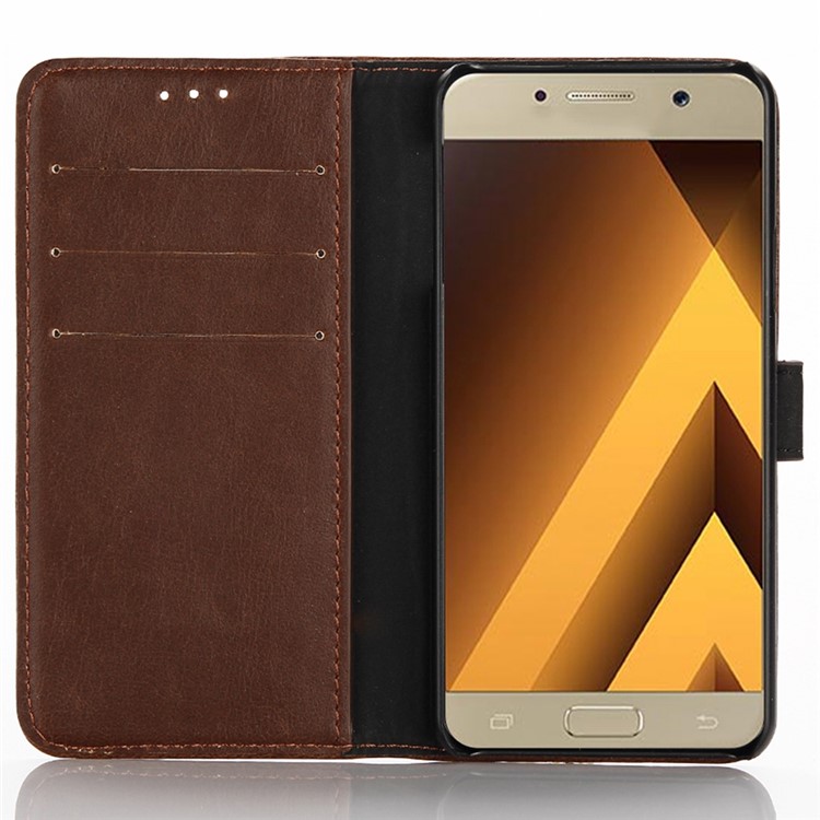 Pour Samsung Galaxy A3 (2017) Style Rétro Crazy Horse Crazy Coating Coffret Porte-monnaie Porte-bas De Pliage Magnétique Scratch-Preuve Protégez Le Couvercle De La Flip - Café-4