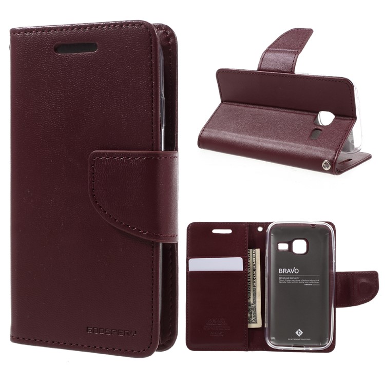 

MERCURY GOOSPERY Bravo Diary Wallet Leather Cover for Samsung Galaxy J1 mini - Wine Red