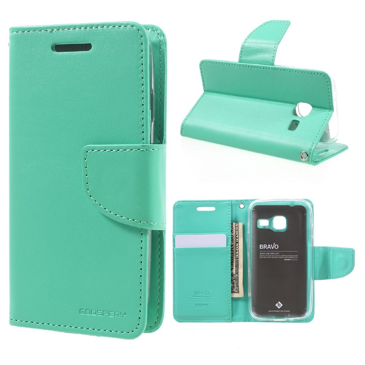 

MERCURY GOOSPERY Bravo Diary Wallet Leather Mobile Case for Samsung Galaxy J1 mini - Cyan