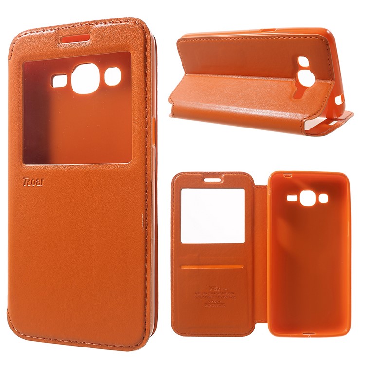 

ROAR KOREA Folio Leather View Flip Cover for Samsung Galaxy J2 prime - Orange