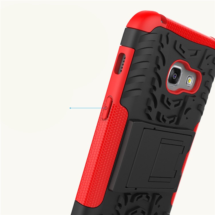 Anti-slip PC + TPU Hybrid Shell with Kickstand for Samsung Galaxy A3 (2017) - Red-3