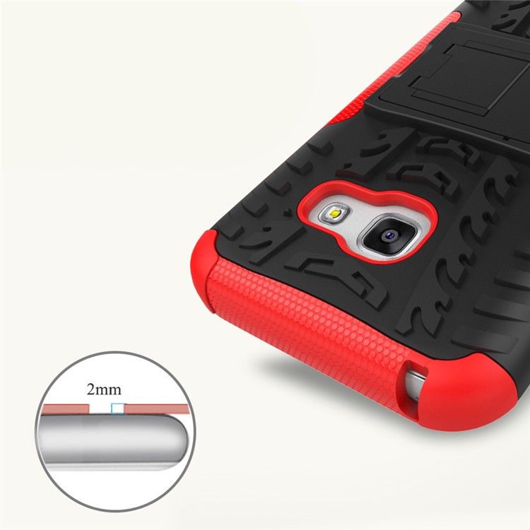 Anti-slip PC + TPU Hybrid Shell with Kickstand for Samsung Galaxy A3 (2017) - Red-4