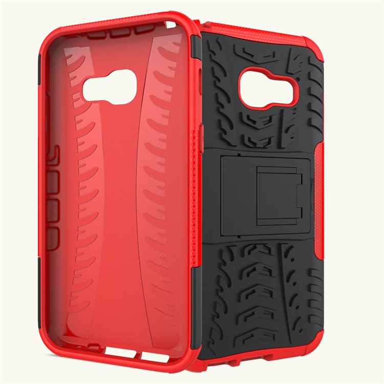 Anti-slip PC + TPU Hybrid Shell with Kickstand for Samsung Galaxy A3 (2017) - Red-6