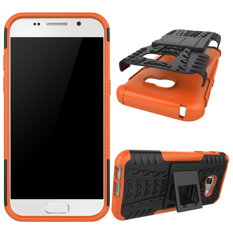Anti-slip PC + TPU Hybrid Back Case with Kickstand for Samsung Galaxy A3 (2017) - Orange-2