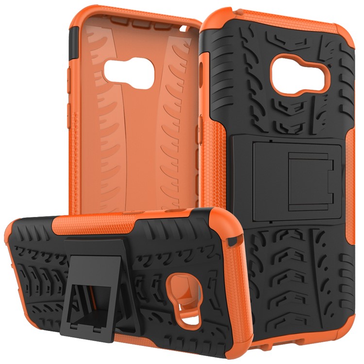 Anti-slip PC + TPU Hybrid Back Case with Kickstand for Samsung Galaxy A3 (2017) - Orange-3
