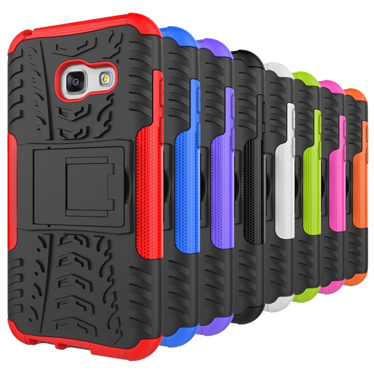 Anti-slip PC + TPU Hybrid Back Case with Kickstand for Samsung Galaxy A3 (2017) - Orange-4