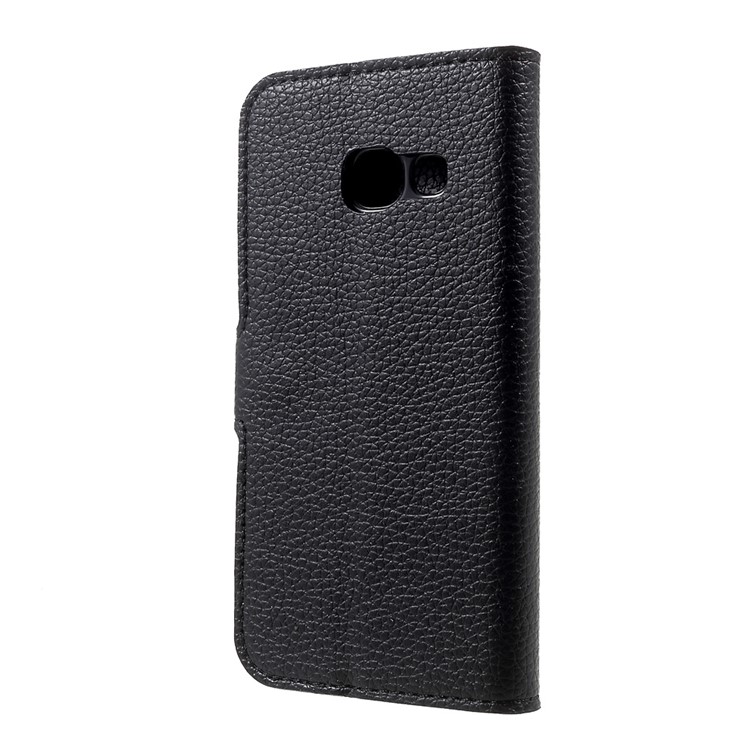 Litchi Grain Leather Wallet Phone Stand Case for Samsung Galaxy A3 (2017) - Black-2
