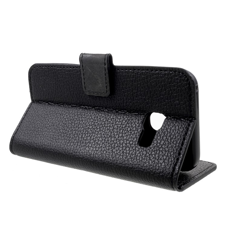 Litchi Grain Leather Wallet Phone Stand Case for Samsung Galaxy A3 (2017) - Black-3