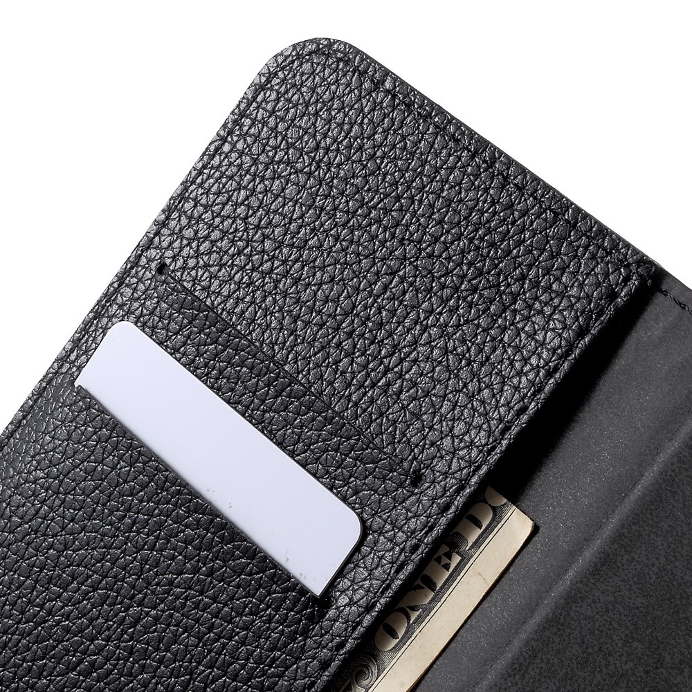 Flip Stand Magnetic Leather Cartlelet Case Para Samsung Galaxy A5 (2017) Litchi Texture - Preto