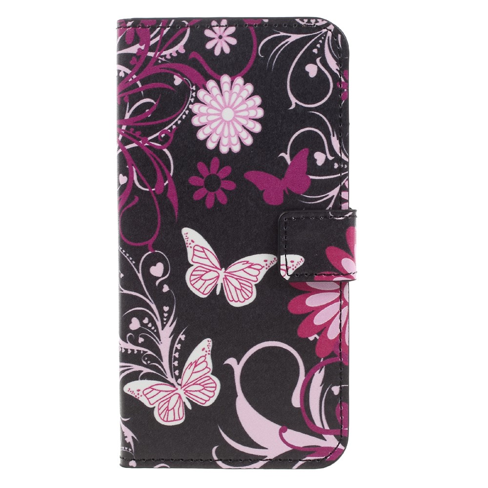 Patterned Leather Stand Phone Casing for Samsung Galaxy A3 (2017) - Butterfly and Flowers-3