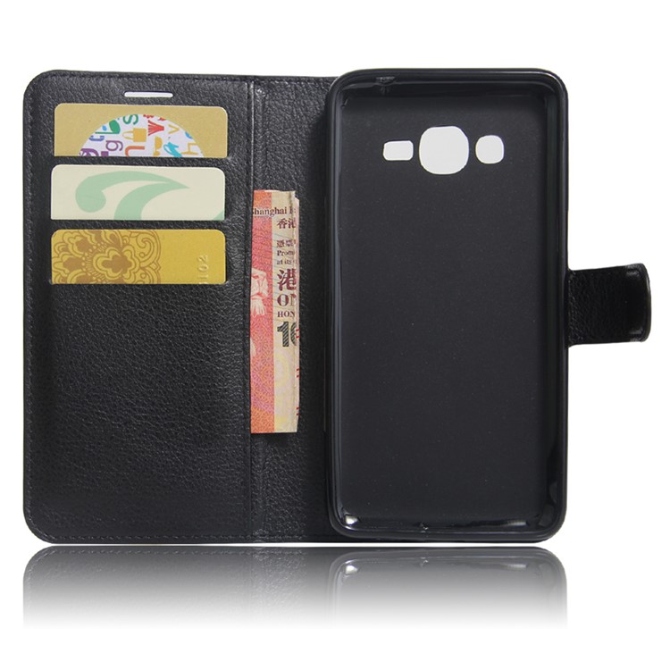 Bolsa de couro sintético de couro Litchi para Samsung Galaxy J2 Prime - negro-6