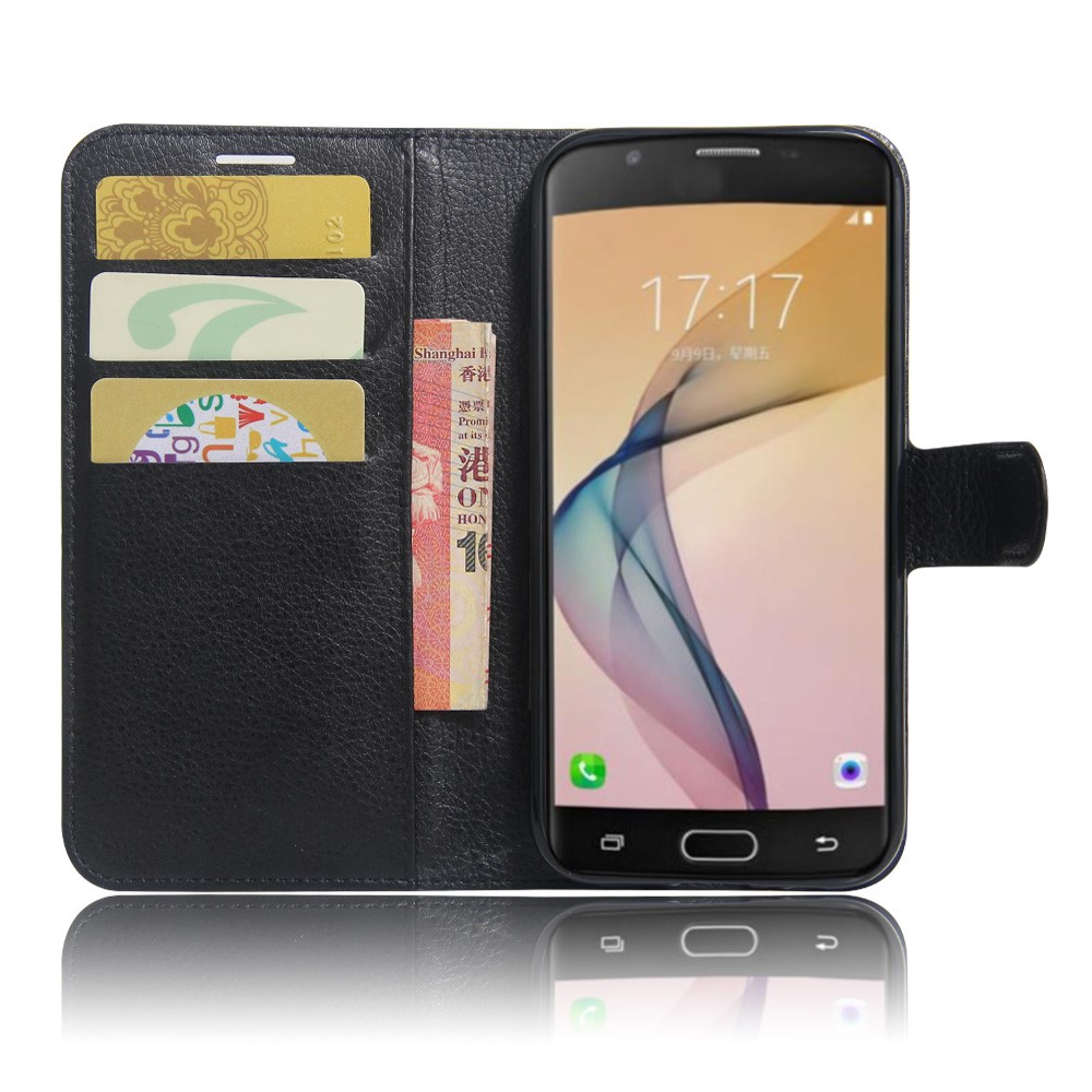 Litchi Grain Leather Wallet Stand Case for Samsung Galaxy A5 (2017) - Black-5