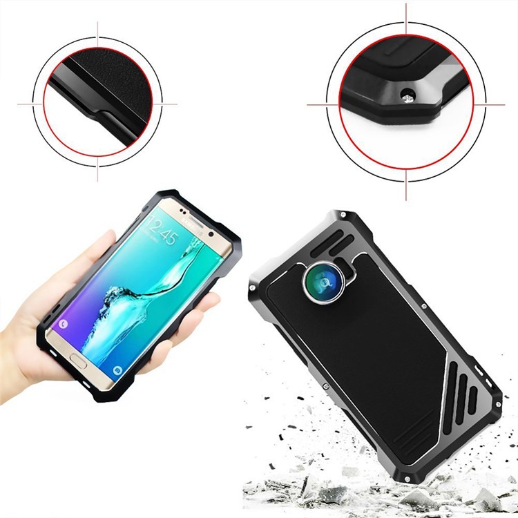 VIKING for Samsung Galaxy S7 edge G935 Shockproof Aluminum Case with 3 in 1 Camera Lens Kit - Silver-10