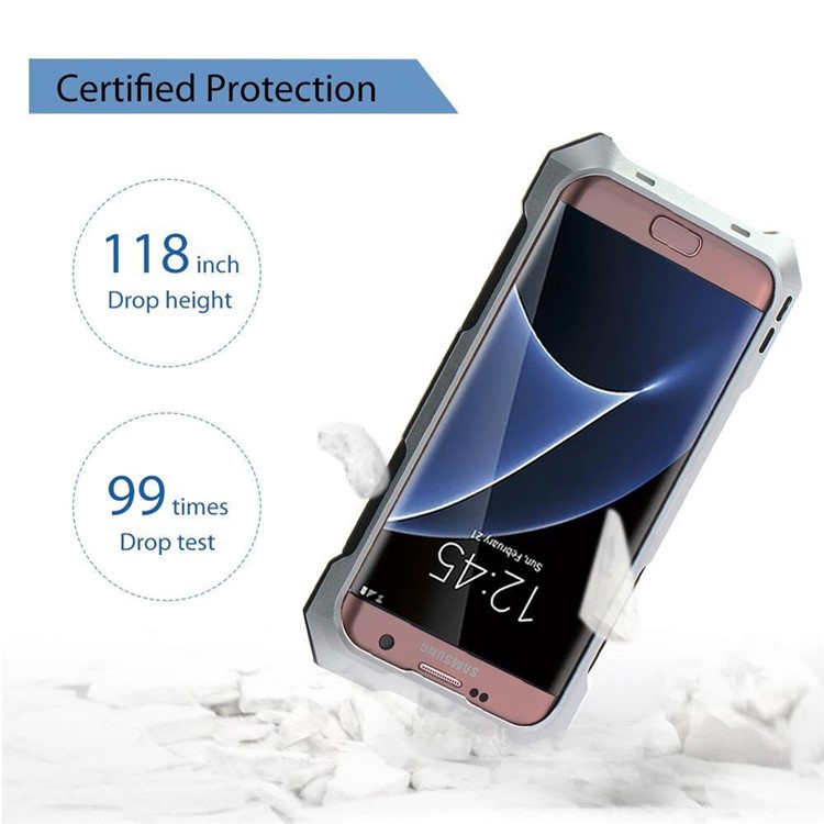 VIKING for Samsung Galaxy S7 edge G935 Shockproof Aluminum Case with 3 in 1 Camera Lens Kit - Silver-4