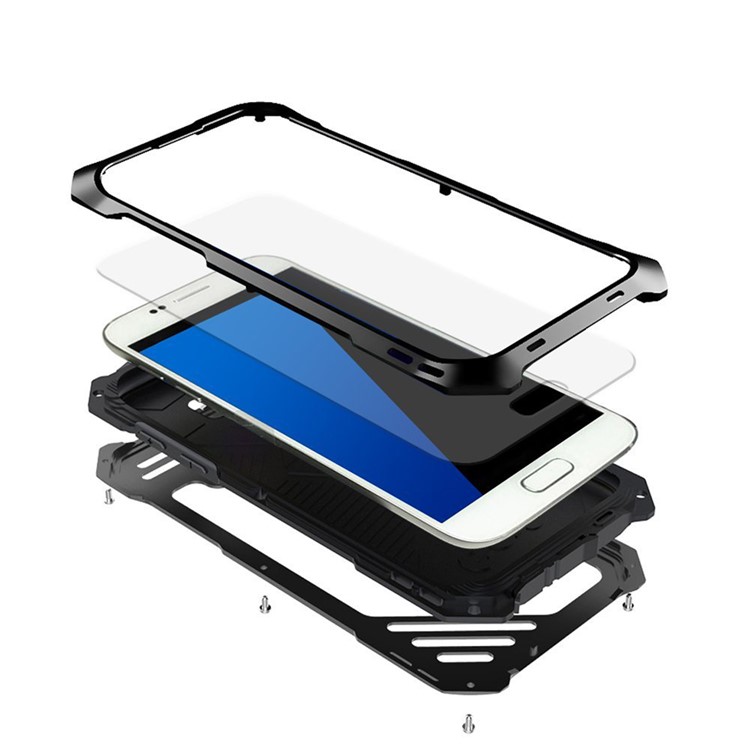 VIKING for Samsung Galaxy S7 edge G935 Shockproof Aluminum Case with 3 in 1 Camera Lens Kit - Silver-9