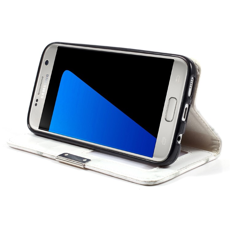 Marmorentwurfsmappe leder bewegliches oberteil für samsung galaxy S7 G930 - grau-4