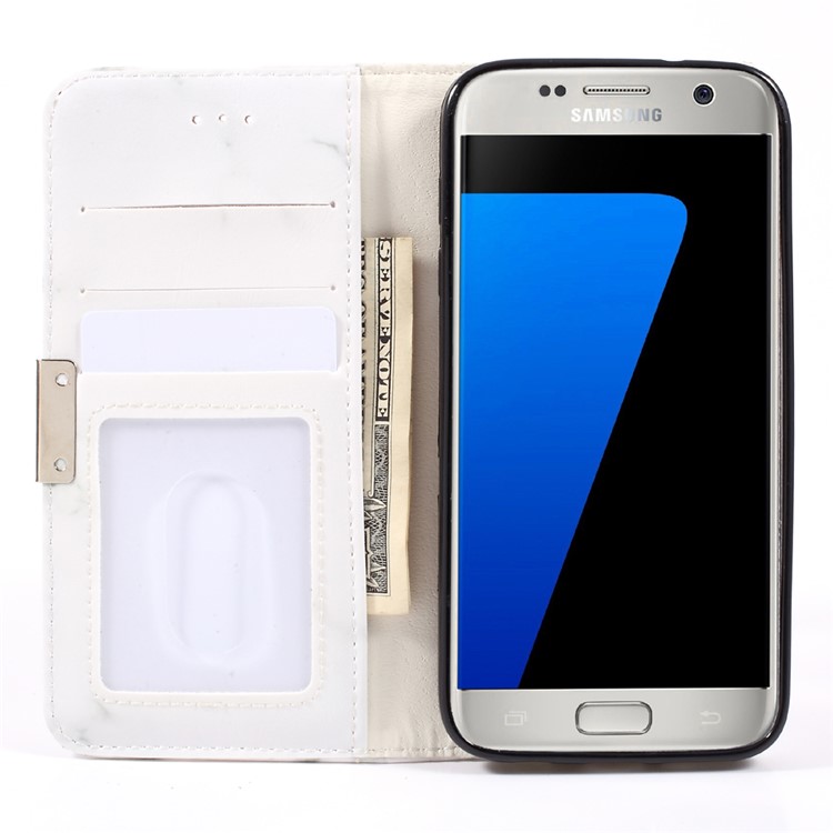 Marmorentwurfsmappe leder bewegliches oberteil für samsung galaxy S7 G930 - grau-6