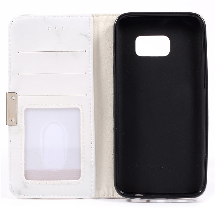 Marmorentwurfsmappe leder bewegliches oberteil für samsung galaxy S7 G930 - grau-7