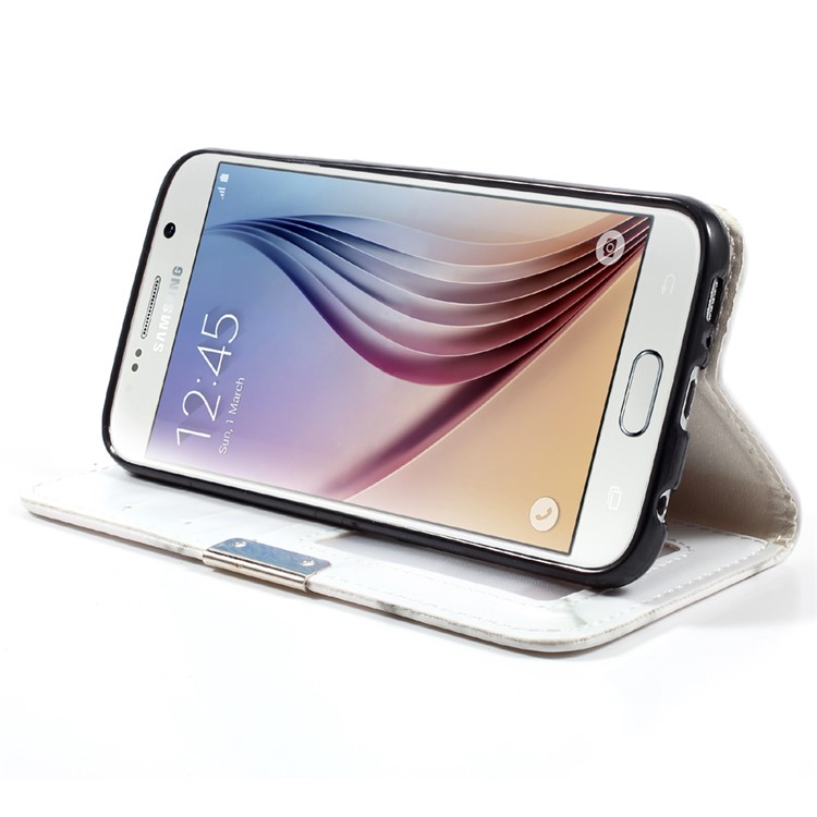 Marmor Textur Leder Brieftasche Telefonabdeckung für Samsung Galaxy S6 G920 - grau-4