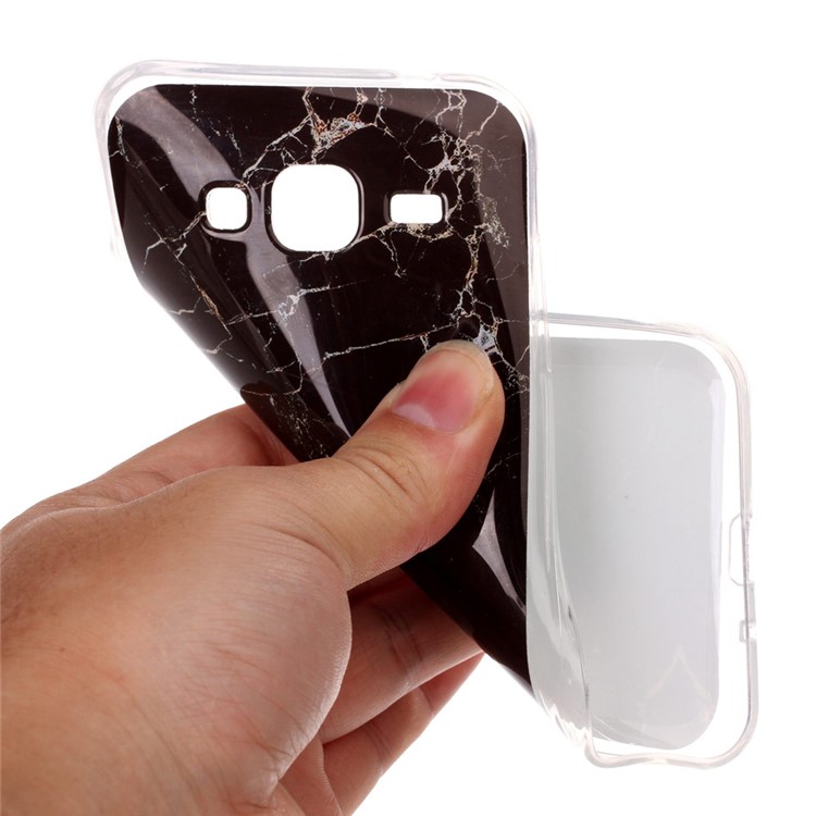 Marbre Motif IMD Gel TPU Cas Pour Samsung Galaxy J3 (2016) J310 / J3 - Noir-5